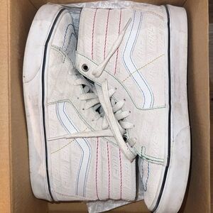 Vans White High-Tops with Colorful Accents